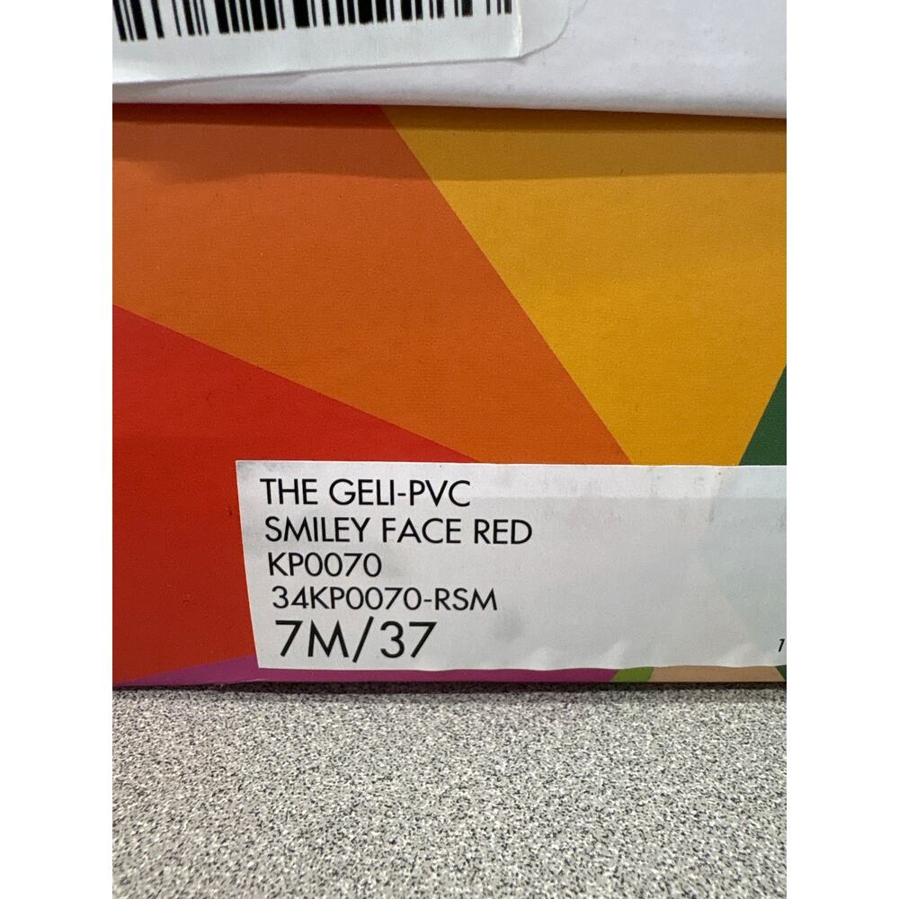 NIB Katy Perry Size 7 Women’s The Geli Flat Smiley Face Red Summer Sandals - Picture 6 of 6